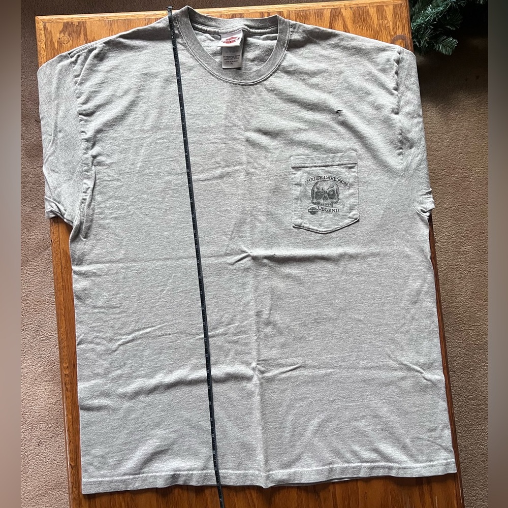 Gray Pocket T-Shirt with Skull Graphic - Harley Davidson